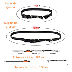 Guia Coleira Elástica Cintura Correr Cachorro Caes Reforçada