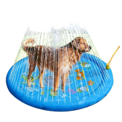 Swimming pool with water sprinkler for dogs. Refreshing for summer heat