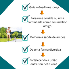 Guia Coleira Elástica Cintura Correr Cachorro Caes Reforçada