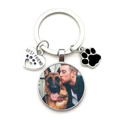 Keychain Souvenir with Photo and Pendant of Mini Heart and dog print - The LionDog Shop