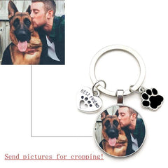 Keychain Souvenir with Photo and Pendant of Mini Heart and dog print - The LionDog Shop