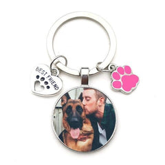 Keychain Souvenir with Photo and Pendant of Mini Heart and dog print - The LionDog Shop