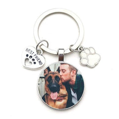 Keychain Souvenir with Photo and Pendant of Mini Heart and dog print - The LionDog Shop