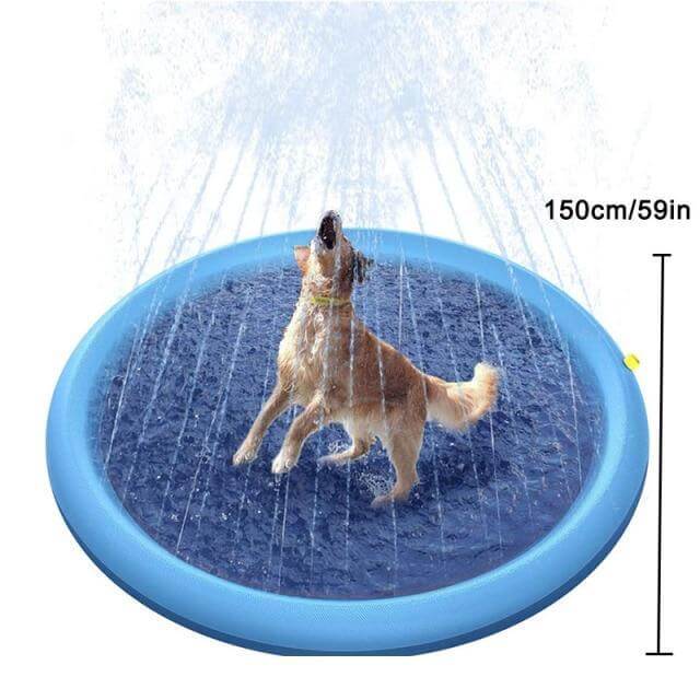 Swimming pool with water sprinkler for dogs. Refreshing for summer heat - The LionDog Shop