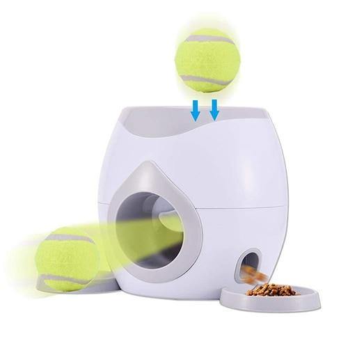 Tennis ball launcher machine with food reward. - The LionDog Shop